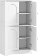 HOMCOM Comodă Bucătărie, Dulap Bucătărie cu 2 Dulapuri, 4 Uși Arcuite, 2 Rafturi Reglabile, cu Dispozitiv Anti-Răsturnare, 60x30x110 cm, pentru Sala de Masă, Living, Alb | Aosom Romania