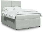 vidaXL Pat box spring cu saltea, gri deschis, 140x190 cm, catifea