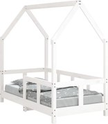 vidaXL Cadru de pat pentru copii, alb, 70x140 cm, lemn masiv de pin