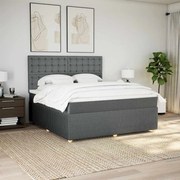 vidaXL Pat box spring cu saltea, gri închis, 180x200 cm, textil