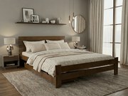 Pat inalt Paris, stejar, 140x200 cm Saltele: Cu saltele Coco Maxi 20 cm, Somiera pat: Cu lamele drepte