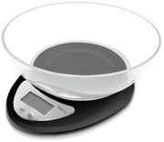 Cantar de bucatarie cu bol Rosberg Premium R51651HT, 5 kg, Display LCD, TARA, Negru