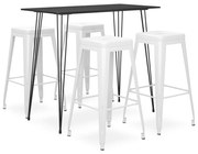 vidaXL Set mobilier de bar, 5 piese, negru și alb
