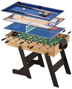 Masă de joc 4 în 1 pentru foosball, ping-pong, biliard și curling bowling