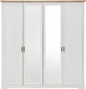 Dulap JASMIN, alb/stejar artisan, PAL, cu 4 usi, 214x64x220 cm