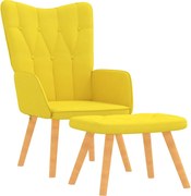 vidaXL Scaun relaxare cu taburet, galben muștar, textil