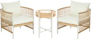 Outsunny Mobilier din 3 Piese pentru Terasă, Set din 2 Canapele și o Măsuță de Cafea pentru Exterior din Ratan, 72x66x64 cm, Crem | Aosom Romania