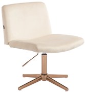 HR150CROSS Scaun Crem din Catifea cu Bază Aurie