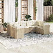 vidaXL Set canapele de grădină, 9 piese, cu perne, bej, poliratan