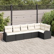 vidaXL Set de canapele pentru grădină cu pernă 6 pcs Negru Rattan poli