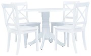 vidaXL Set mobilier bucătărie, 5 piese, alb, lemn masiv de hevea