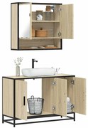vidaXL Set mobilier de baie, 2 piese, stejar sonoma, lemn prelucrat
