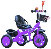 Tricicleta cu pedale pentru copii 2-5 ani, 2 cosuri depozitare, Mov