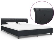 vidaXL Cadru de pat, negru, 160 x 200 cm, piele ecologică