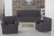 Set huse elastice pentru canapea 3 Locuri si 2 fotolii, fara volanas, model Jacquard Cenusiu