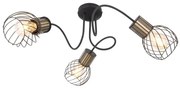 Plafoniera cu 3 spoturi design industrial ARGUSTO negru, auriu