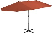 vidaXL Umbrelă de soare exterior stâlp aluminiu, cărămiziu, 460x270 cm