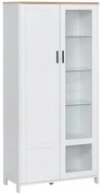 HOMCOM Bufet Modern 2 Uși 7 Rafturi Design Anti-Răsturnare Lemn Sticlă 76x36x160cm Alb | Aosom Romania