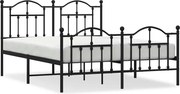 vidaXL Cadru pat metalic cu tăblie de cap/picioare, negru, 140x190 cm