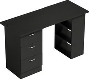 HOMCOM Birou de Calculator Modern, Masa de Lucru cu 3 Sertare și Raft pentru Depozitare, Design Elegant, Negru | Aosom Romania