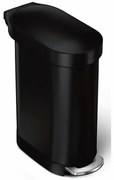 Simplehuman Coș oval cu pedală cu cadru din oțelinoxidabil Slim 45 l, negru
