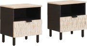 vidaXL Dulap de noapte 2 pcs Alb 40 x 33 x 46 cm Lemn de mango solid