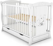 Patut din lemn masiv 2 in 1 Maya alb cu sertar