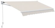 Outsunny Copertina pentru soare cu brate si actionare manuala, din aluminiu si poliester pentru exterior, 200x250 cm, alb crem | AOSOM Romania