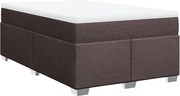 vidaXL Pat box spring cu saltea, maro închis, 120x200 cm, textil
