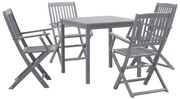 vidaXL Set mobilier de grădină, 5 piese, gri, lemn masiv de acacia