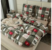 Lenjerie de pat din microfibra de flanel CHRISTMAS SOCKS verde Dimensiune lenjerie de pat: 70 x 90 cm | 140 x 200 cm