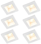 Set de 6 spoturi încastrate albe 12cm pătrate - Gypsy Stucco