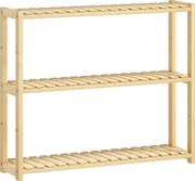 HOMCOM Etajeră de Baie cu 3 Rafturi Reglabile pe 5 Nivele, Dulap de Depozitare din Bambus, 60x15x50 cm, Lemn Natural | Aosom Romania