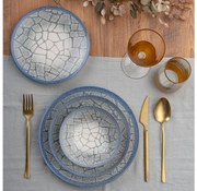 Set de veselă, 24 piese, din porțelan, albastru