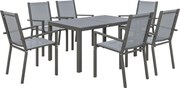 Outsunny Set de Grădină cu Masă și 6 Scaune Stivuibile, 7 Piese, Gri Deschis | Aosom Romania