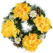 Coroană funerară Crizanteme galbene, 20 cm