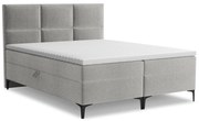 Pat boxspring gri deschis cu spațiu de depozitare 180x200 cm Pakalana – Makamii