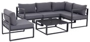 Outsunny set mobilier grădină 6 piese, canapele, colțar, masă auxiliară, aluminiu poliester, perne, pentru 4-5 Persoane | Aosom Romania