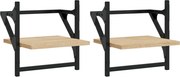 vidaXL Rafturi de perete cu bare, 2 buc, stejar sonoma, 30x25x30 cm