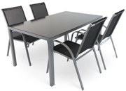 Set gradina Lucio 2, dreptunghi - 4 locuri, negru / gri