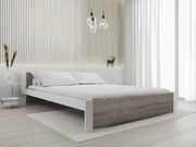 Pat dublu Culoare alb/stejar trufa, IKAROS 160 x 200 cm Saltele: Fara saltea, Somiera pat: Cu lamele drepte