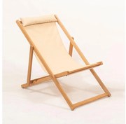 Șezlong de grădină bej/carpen