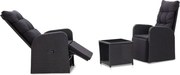 vidaXL Set mobilier de bistro cu perne, 3 piese, negru, poliratan