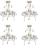 vidaXL Candelabre suspendate de plafon cu cristale 4 buc. alb elegant
