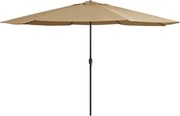 vidaXL Umbrelă de soare de grădină, stâlp metalic, taupe, 390 cm