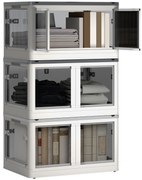 HOMCOM Cutii de depozitare pliabile și empilabile 69L din plastic cu capac și 4 roți, acces la 5 laturi, alb | Aosom Romania