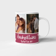Cana Ceramica Cupluri - Valentine's Day / Dragobete, Personalizata 3 Foto, Alba, 380 ml