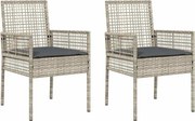 vidaXL Scaun pentru Grădină cu pernă 2 pcs Gri deschis 55 x 53 x 85 cm