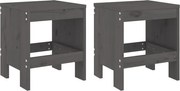 vidaXL Taburete de grădină, 2 buc., gri, 40x36x45 cm, lemn masiv pin