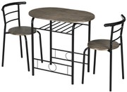 HOMCOM Set bistrou 3 piese, 1 masă, 2 scaune, 80 cm x 53 cm x 74,5 cm, Negru | Aosom Romania